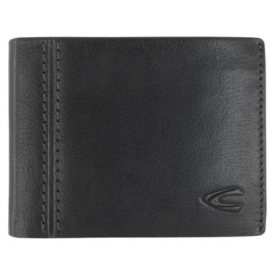Geldbörse CAMEL ACTIVE "Bilbao", Herren, schwarz, Leder, clean, gepflegt, kontrastfarbene Details, leichte Abriebeffekte, unifarben, unifarben mit Farbeinsatz, used, Basic, Kleinlederwaren, aus weichem hochwertigem Rindsleder mit RFID Schutz