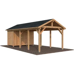 Palmako Carport Robert 23,1 m2 mit Geräteraum - hellbraun tauchgrundiert