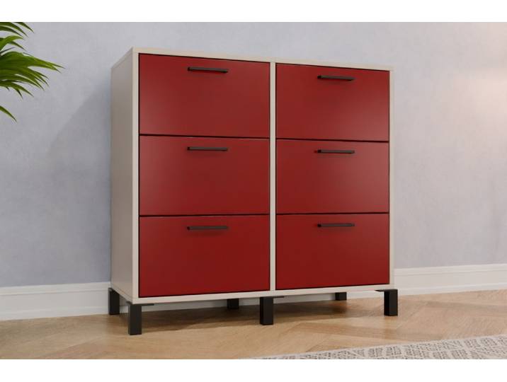 Büro Sideboard nach Maß - RAL 3003 Rubinrot - 95x100x42cm - Individuell konfigurieren