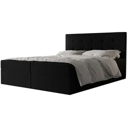 BOXBETT Dahlina 180/200 cm in Schwarz – mit Bettkasten und Luxus + TOPPER