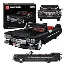 Lean Toys Klocki Konstrukcyjne Samochód Klasyczny Cabrio Cadi-Elrado Czarny 1324 el.