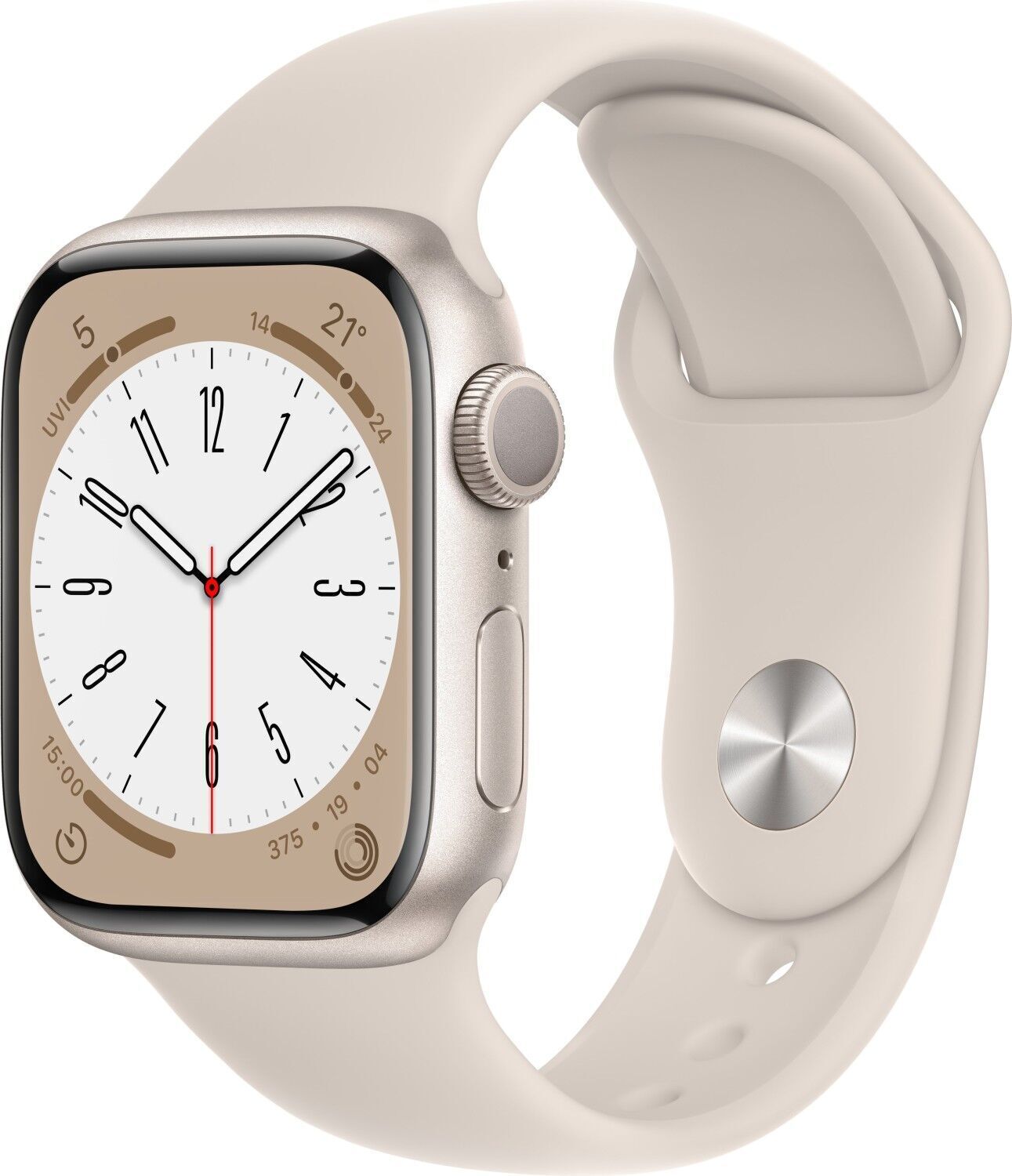 Apple Watch Series 8 Aluminium 41 mm (2022)   GPS   Starlight   Sport Band Starlight M/L - Refurbished