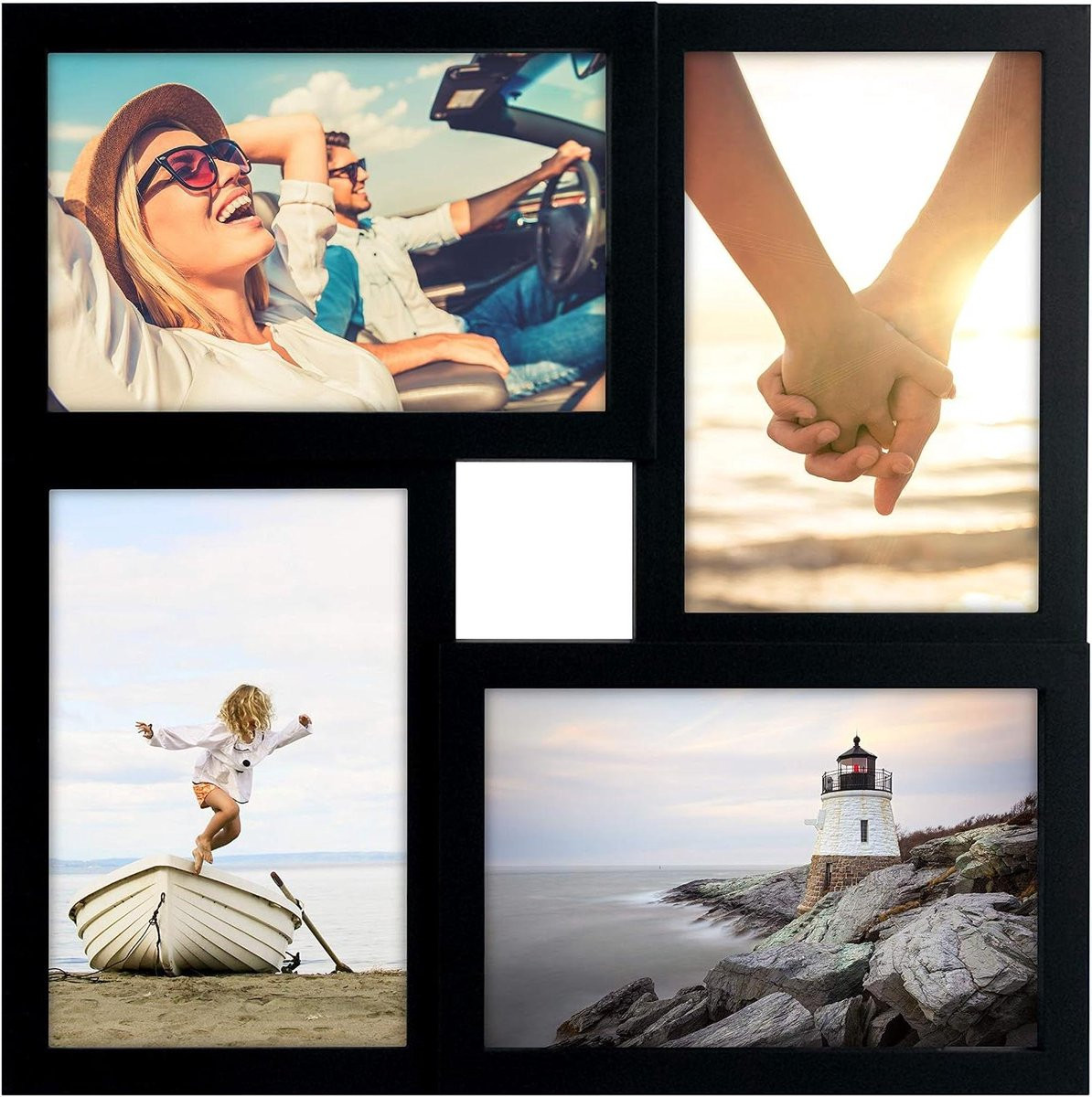 Modern Collage Fotolijst met 4 openingen - Zwart