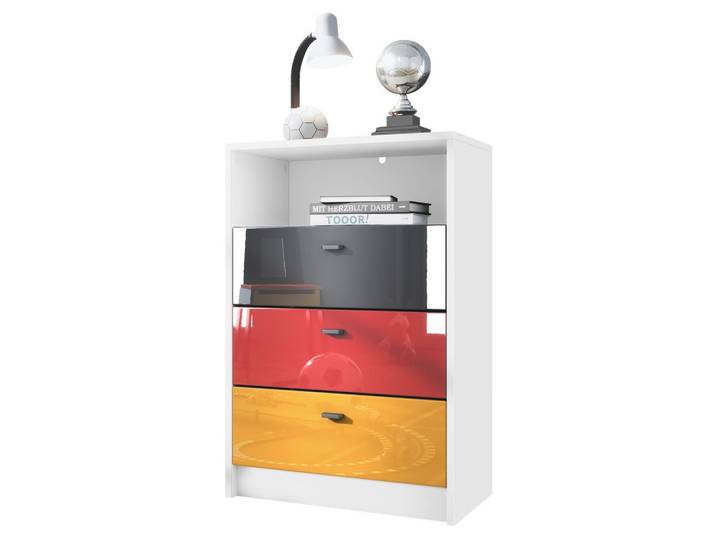 KOMMODE Pino Fronten Schwarz, Rot & Gold Hochglanz