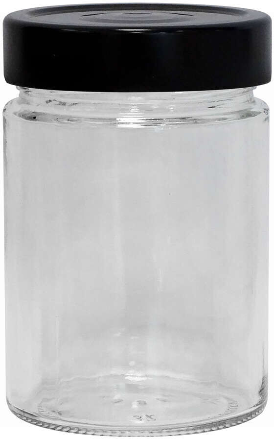 Polsinelli Vasetto in vetro ERGO 314 mL con tappo alto nero (24 pezzi)