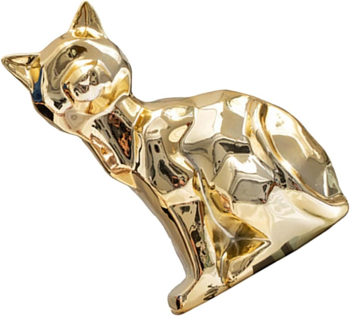 Keramische Vos Dierenbeeld Decoratie Goud H x B x D: 14.5 x 9.9 x 7.1 cm
