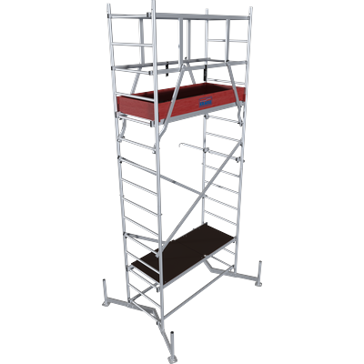 Arbeitsgerüst KRAUSE "ClimTec System", grau (aluminiumfarben), B:145cm H:400cm, Aluminium, Gerüste, Komplettgerüst, inkl. 1 Aufstockung, Arbeitshöhe: 5 Meter