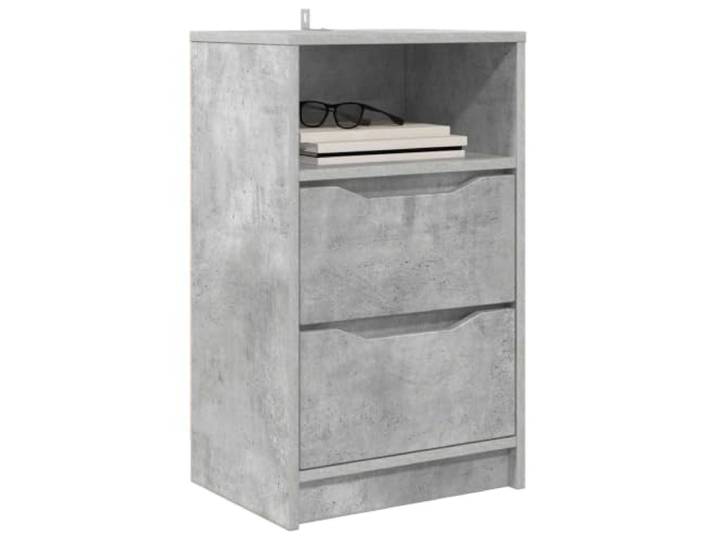 KTHLBRH Nachttisch, Grau, Beton, 40 x 30 x 67 cm, Holz, mehrschichtig, 2 Stabile Bauweise, Kugelführungen, funktionale Ablage, Pflegeleicht, für Schlafzimmer oder Wohnzimmer