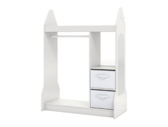 COSTWAY Kleiderständer, Kinderspiel-Kleiderschrank mit Acrylspiegel, Kleiderbügel