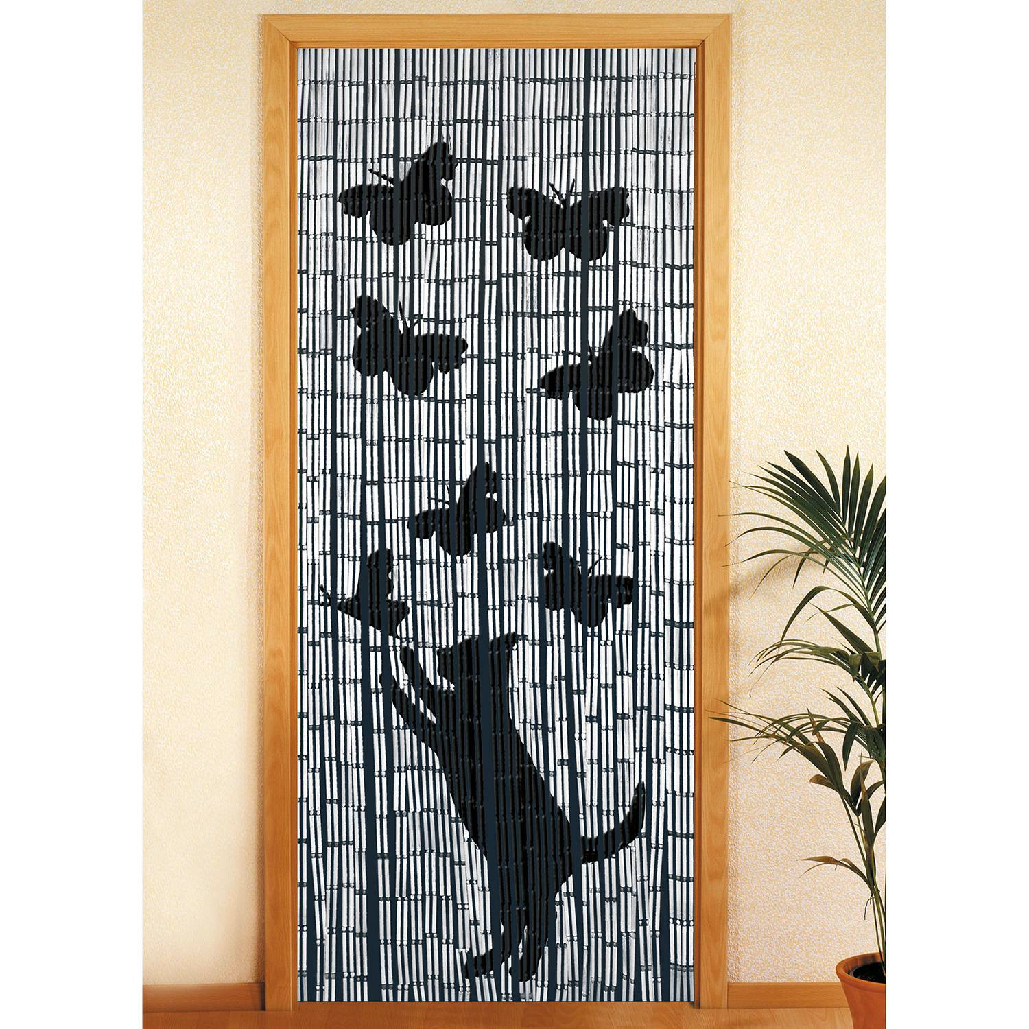 Maximex Bamboe vliegengordijn met katten en vlinders, multicolor