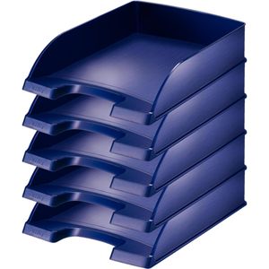 Leitz Briefablage 5254-00-69, Style, A4, titan blau, stapelbar, Kunststoff, 5 Stück