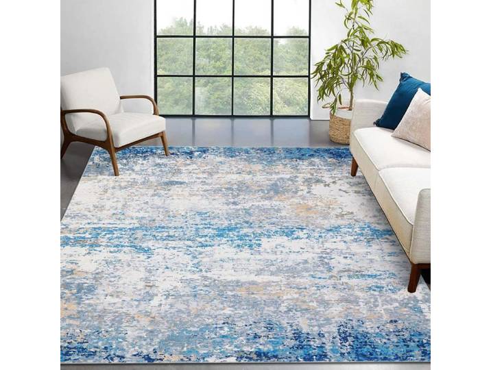 Tapis abstrait moderne gris 160×230cm lavable machine antidérapant pliable déco salon chambre bureau