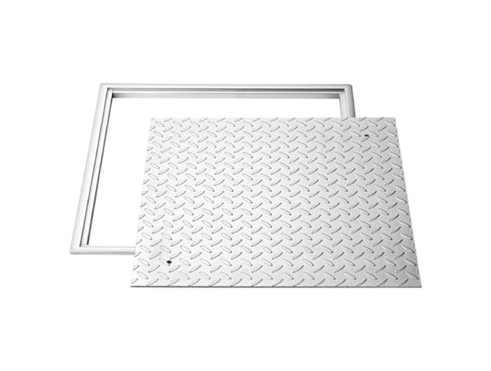 VEVOR Inloopbare schachtafdekking met vierkant frame 600 x 600 mm met basis, berijdbare schachtafdekking met drainage frame, van koolstofstaal, antislip, inspectietoegangsafdekking