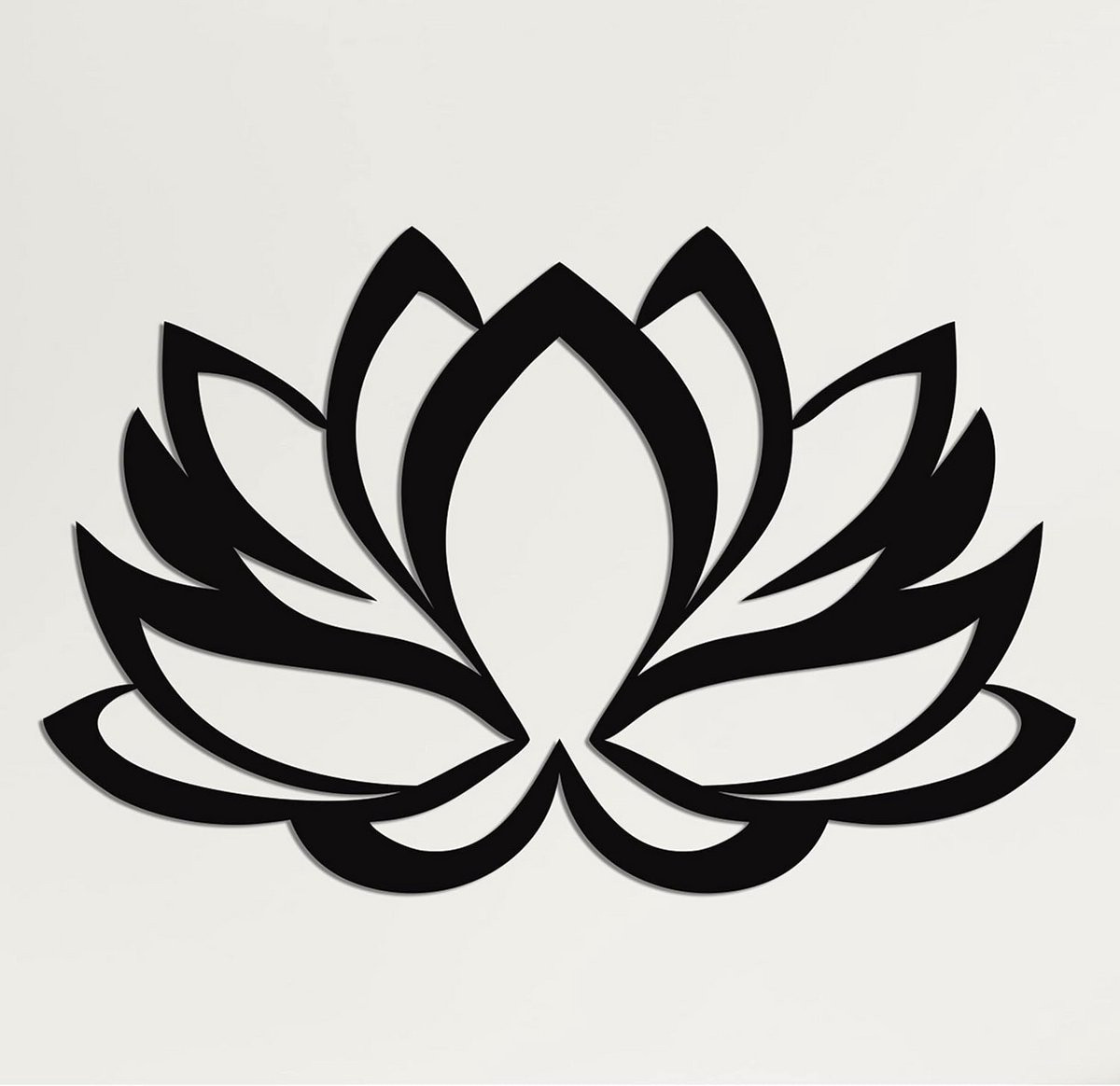 Metalen Wanddecoratie Lotus Bloemen Silhouet 3D Wandsculptuur Zwart