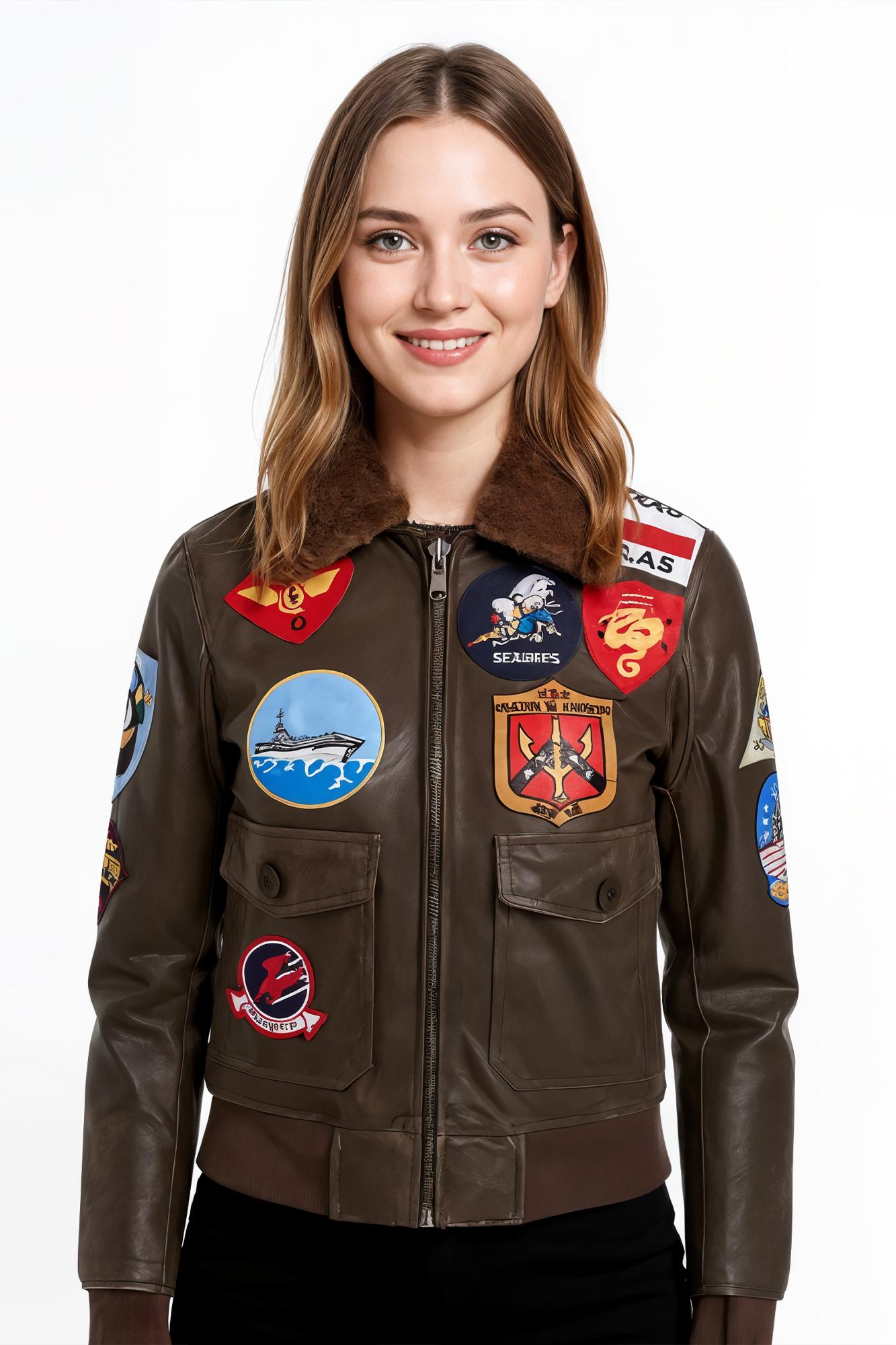 Dames zwarte A2 Top Gun leren bomberjack - Kimberley