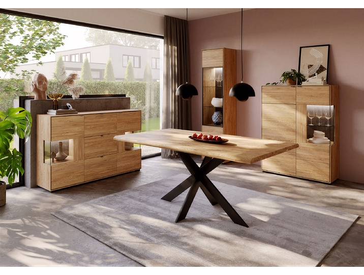 Beleuchtete Standvitrine 50 x 203 x 41cm Braun