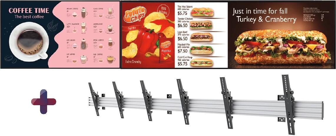 LG Electronics LG Menuboard 3x 55UM5N-H Signage Display 139,7cm 55 Zoll inkl. Neomounts NMPRO-WMB3 dreifach Wandhalterung 55UM5N-H+NMPRO-WMB3