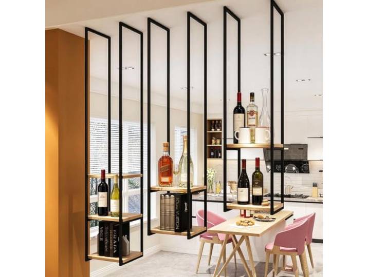 Weinregal Bar 2 Etagen schwebende Regale – Metall-Eisen-Dekorationsregal Bücherregal, Weinaufbewahrung, Halter für Wohnzimmer, Blumenladen, Pflanzenständer(30x30x150cm)