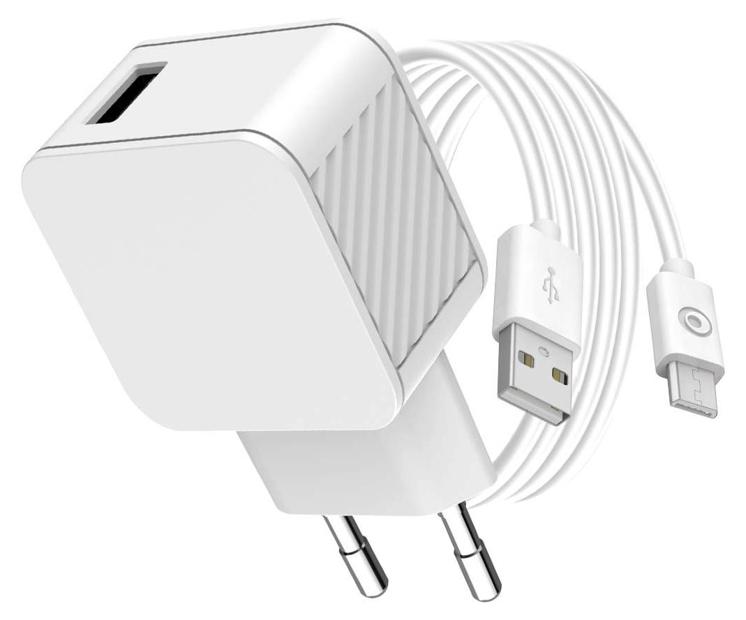 Bigben Connected USB-A 2.4A snellader met USB-A / Micro-USB kabel, wit