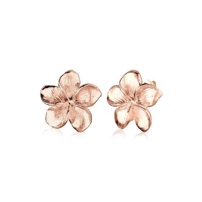 Paar Ohrstecker ELLI "Ohrringe Frangipani Blüte Blume Filigran 925 Silber" Gr. 16, rosa (rosegold), Ohrringe, Damen, 16, ohne Stein, Silber 925 (Sterlingsilber)