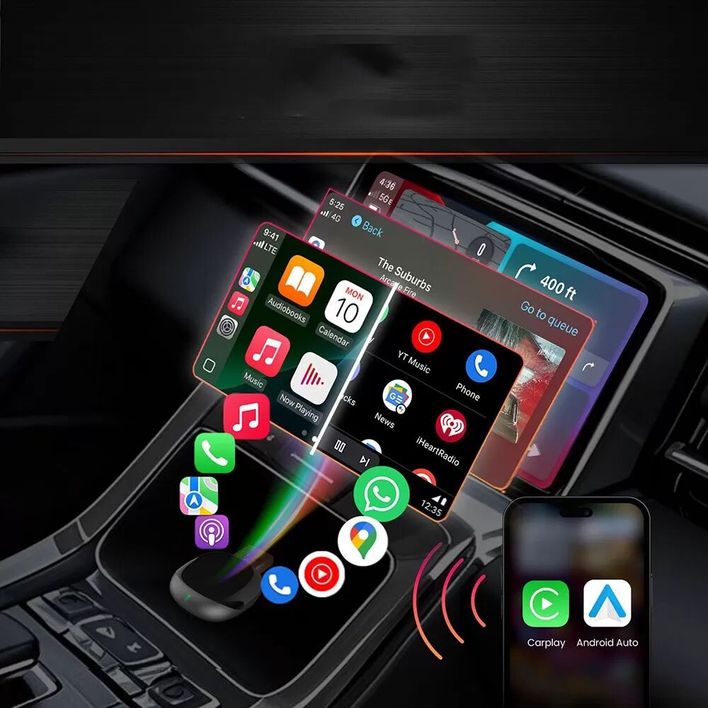 INF Kabelloser CarPlay Adapter – 2-in-1 Kabelgebundener zu Kabellosem CarPlay Konverter