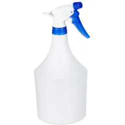 Relaxdays Sprühflasche Pflanzen, 3er Set, einstellbare Düse, 1 Liter, mit Skala, Kunststoff, Blumensprüher, weiß-blau