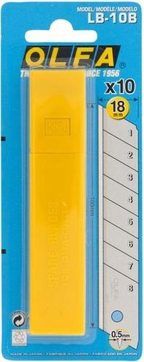 OLFA LB-10B 10 reservemesjes voor snijmachines, 18 mm