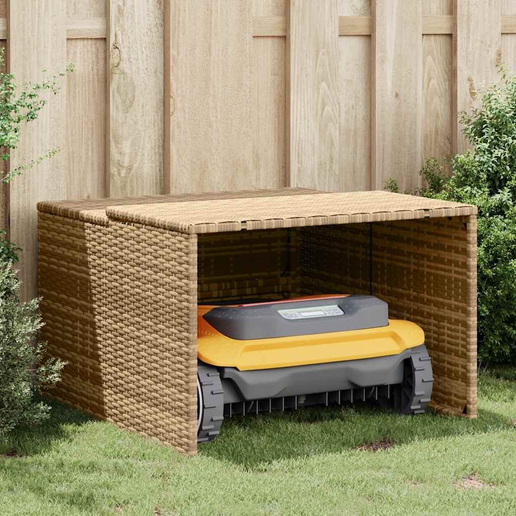 vidaXL Garage pour robot tondeuse beige 86x90x52/57 cm résine tressée