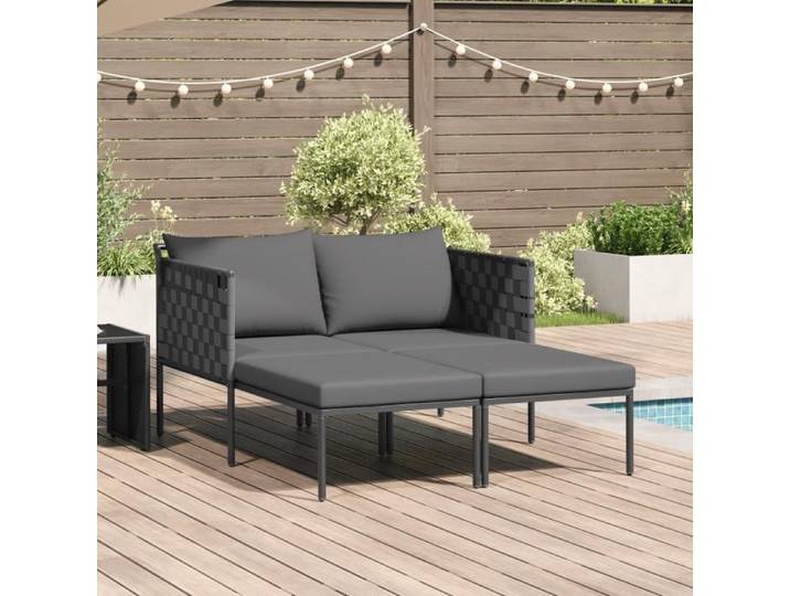 Transat - Anthracite - 2 personnes - Acier - Confortable - Résistant aux intempéries