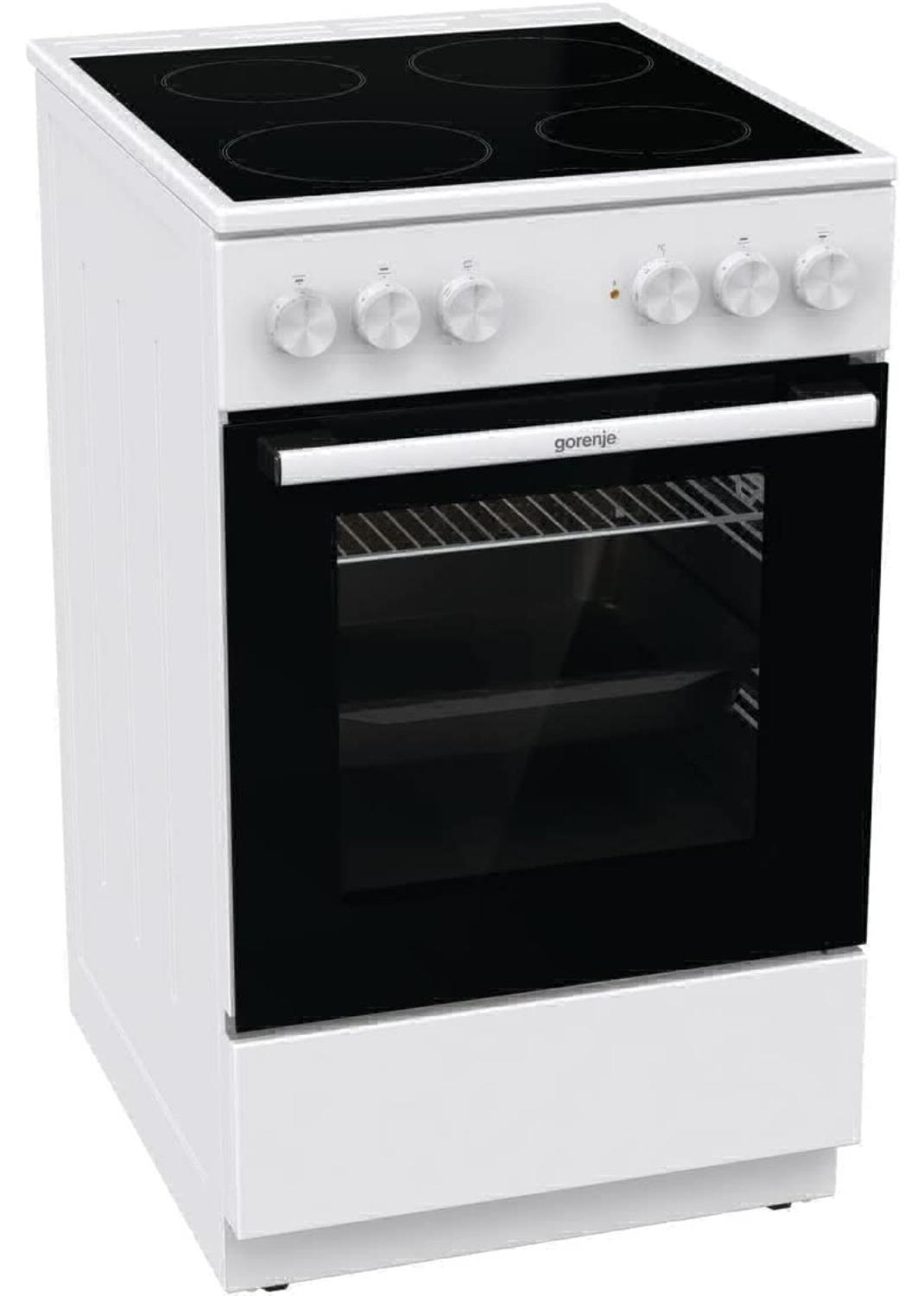 Gorenje GEC5A 21 WG Elektro-Standherd - freistehend - weiß - Glaskeramik-Kochfeld - 74 Liter - PerfectGrill - Pizzamodus 300°C - AquaClean