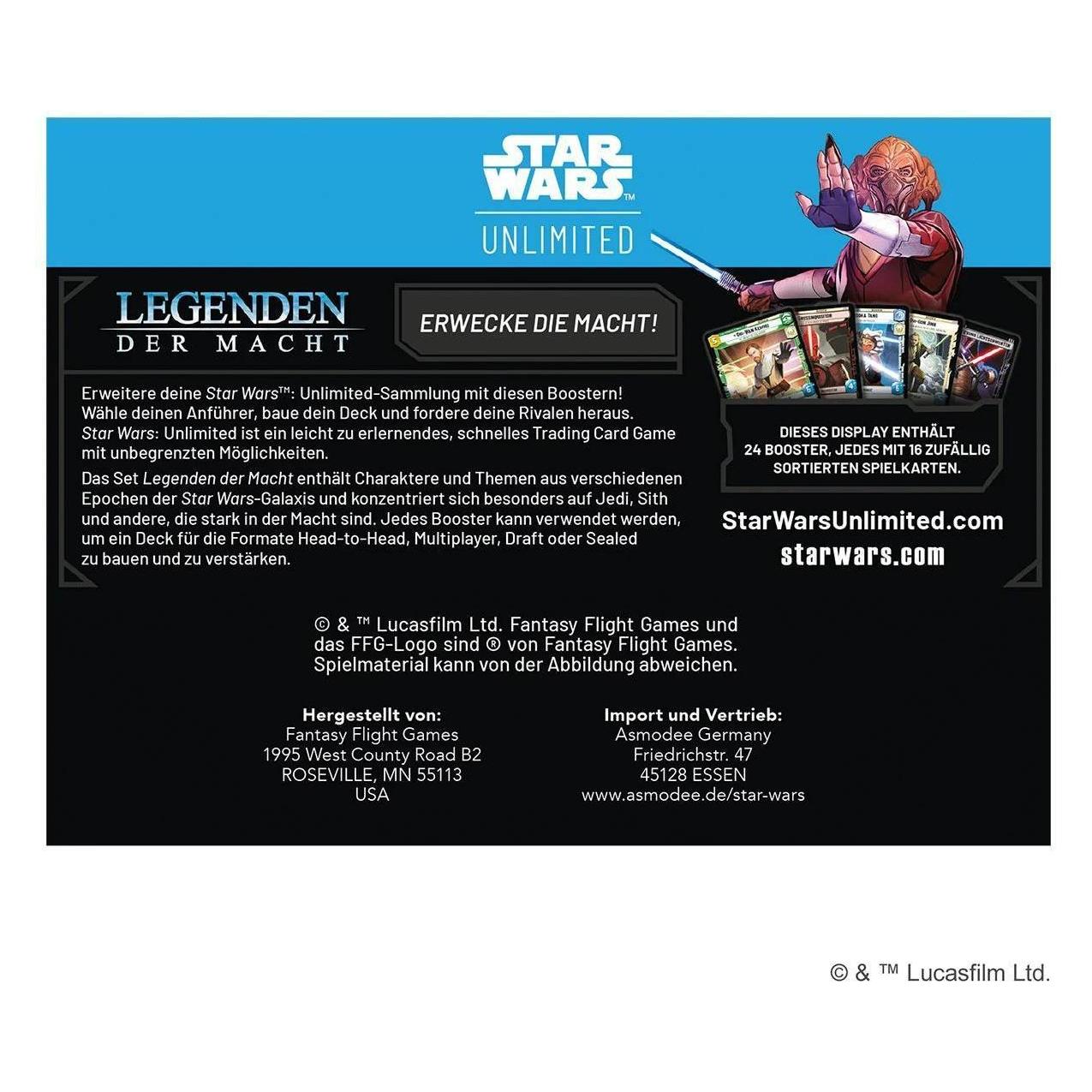 FFG Star Wars: Unlimited - Legenden der Macht - Booster Display -D- (Deutsch, Booster Display) (FFGD3721)