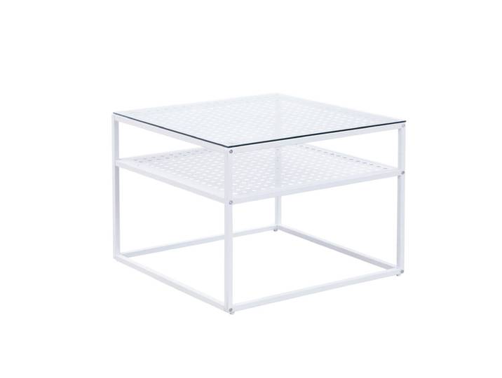 Couchtisch 60 x 60 x 45 cm Glas/Metall Weiß