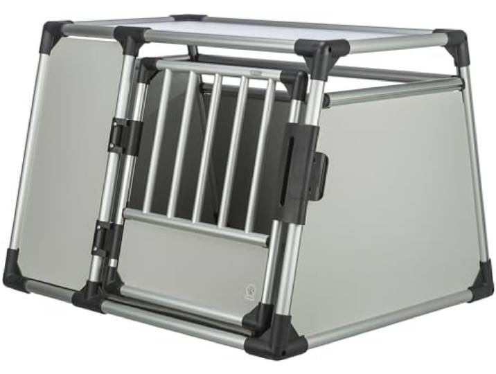 TRIXIE Hunde-Transportbox Aluminium M-L, robust – 63 x 65 x 85 cm, Silber