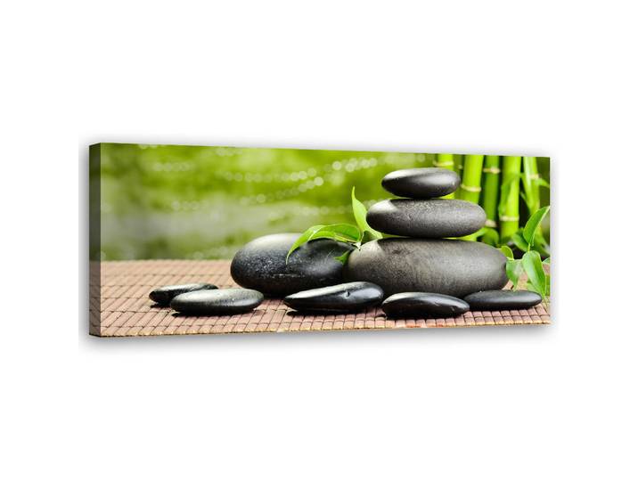 Feeby Wandbild zen spa steine, Grün, Orientalisch, Rechteckig, 90x30 cm, Bilder & Rahmen, Bilder, Leinwandbilder
