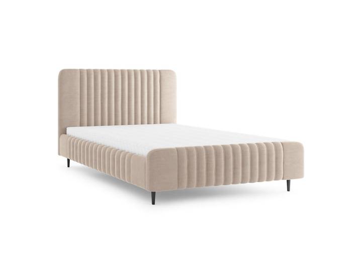 Deine Möbel 24 Polsterbett Auro 11 160/200 cm in Velours Beige, 160x200 cm, Schlafzimmer, Betten, Polsterbetten
