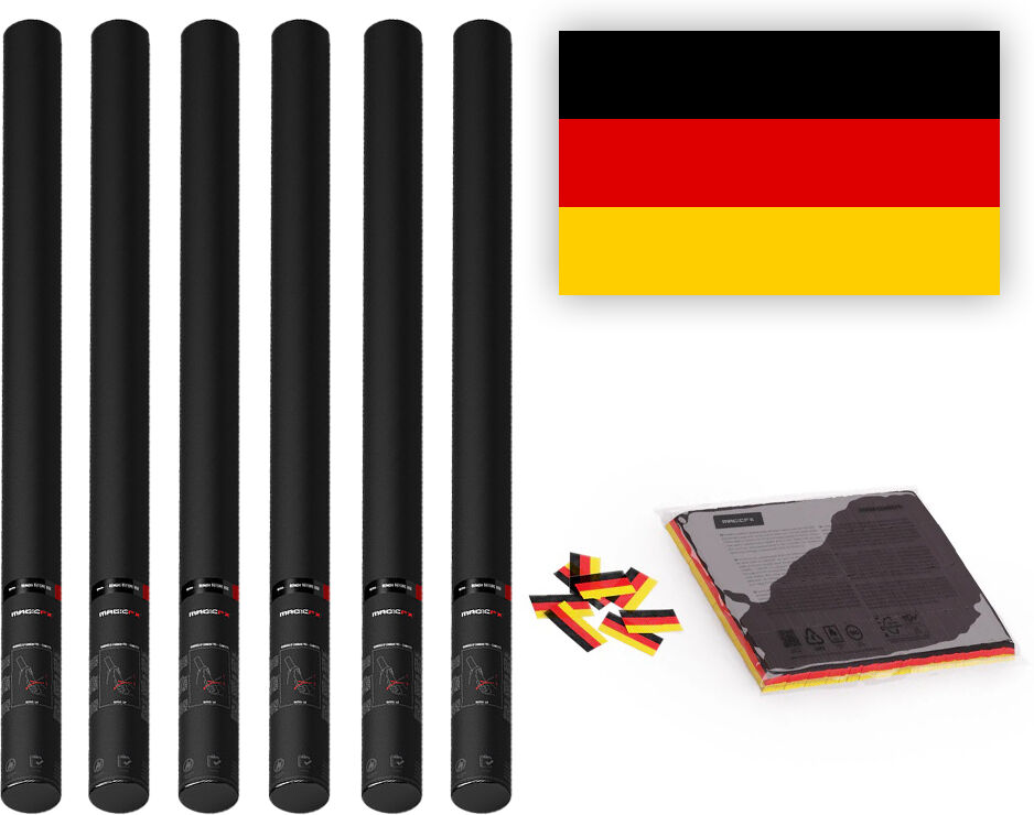 MagicFX Magic Fx Slowfall Konfetti Flagge Deutschland 55x35mm - 1kg + 6x Handbetriebene Kanone 80cm - Leer