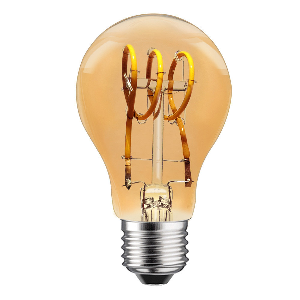 NCC-Licht LED-lamp Spiraalvormig Filament Rustieke Appelvorm A60 3W E27 Goudkleurig Extra Warmwit 1800K Dimbaar