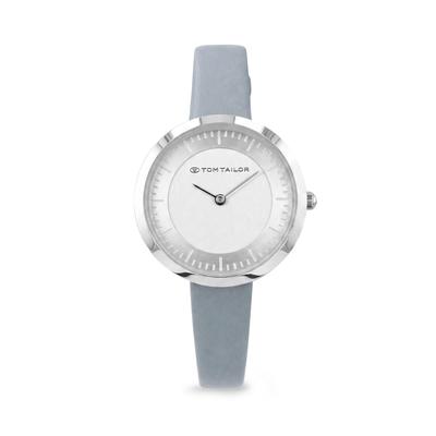 Quarzuhr TOM TAILOR, grau (blau), Armbanduhren, Damen, Quarzuhr, Armbanduhr, Damenuhr, Lederarmband, analog