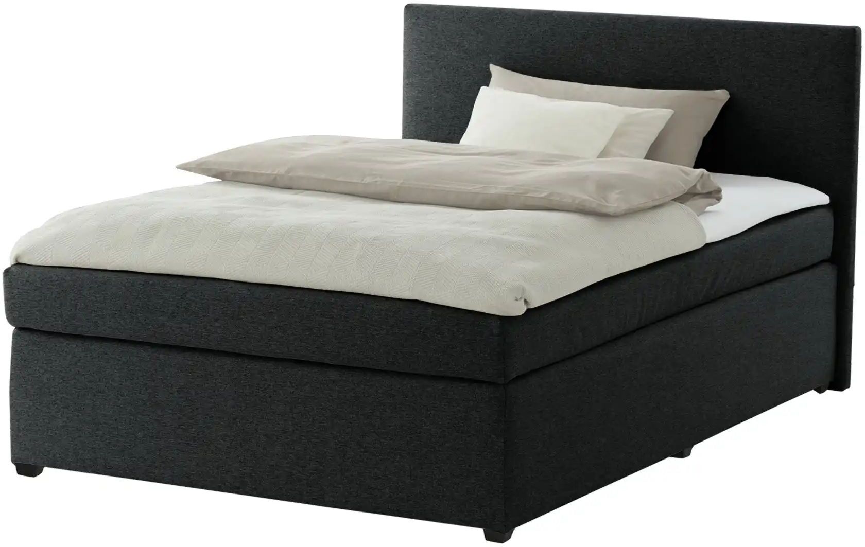 Höffner Boxspringbett mit Matratze und Topper  H3 Duke ¦ schwarz ¦ Maße (cm): B: 147 H: