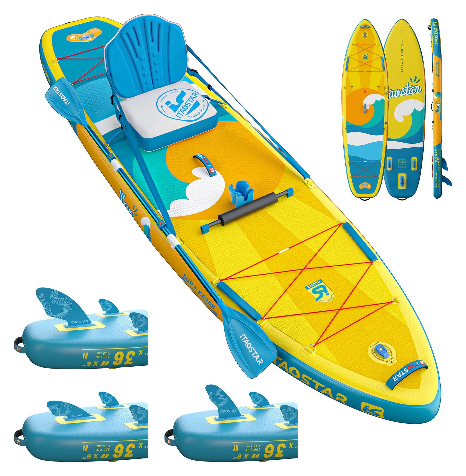 Stand-Up-Paddleboard (SUP) - 3,51 m - Aufblasbar - Mit Sitzgelegenheit - 5 Flossen