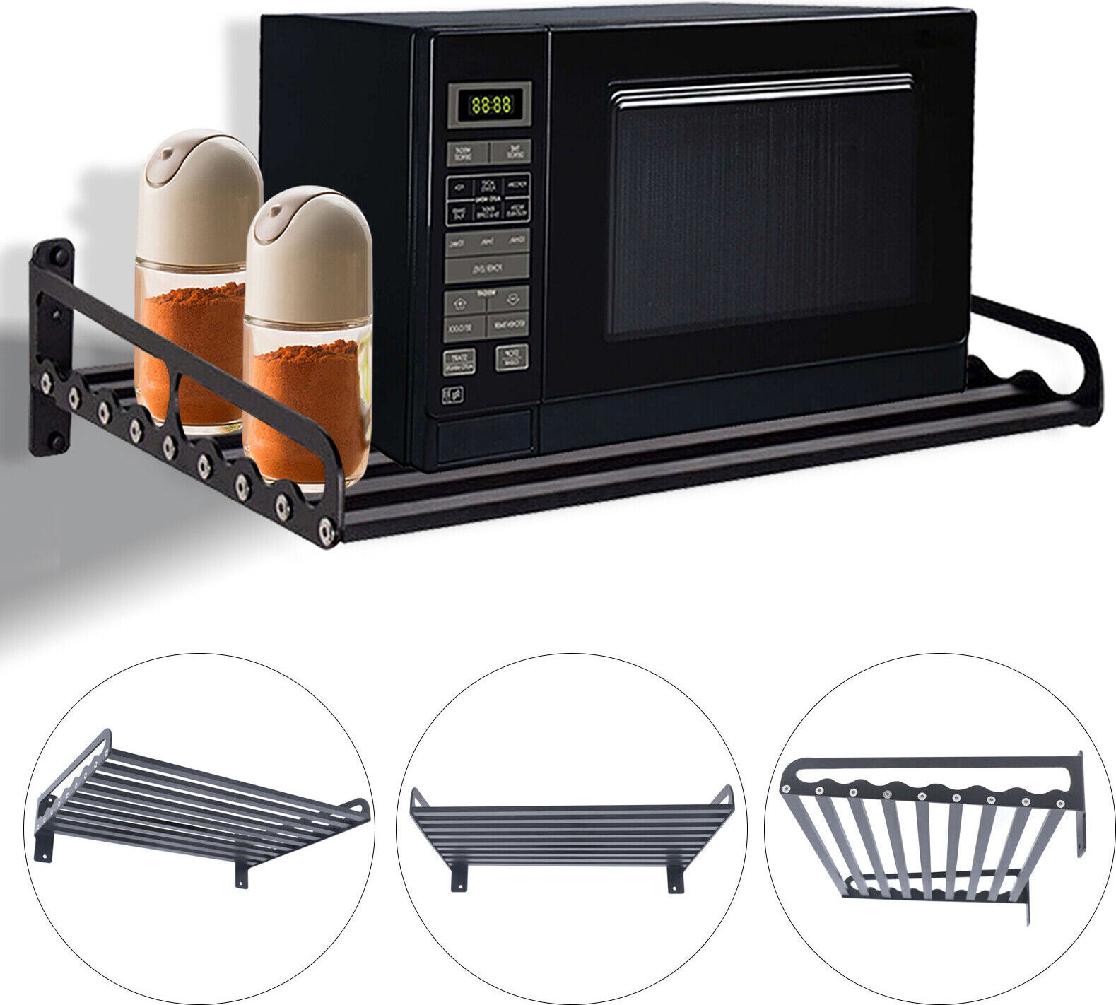 Easybuy Universele magnetronhouder voor wandmontage, zwart keukenrek