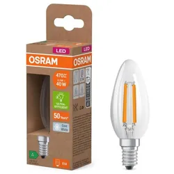 Osram E14 LED Kerzenlampe CLASSIC besonders effizient klar 2,2W wie 40W 4000K neutralweißem Licht - Sehr gute Energieeffizienz