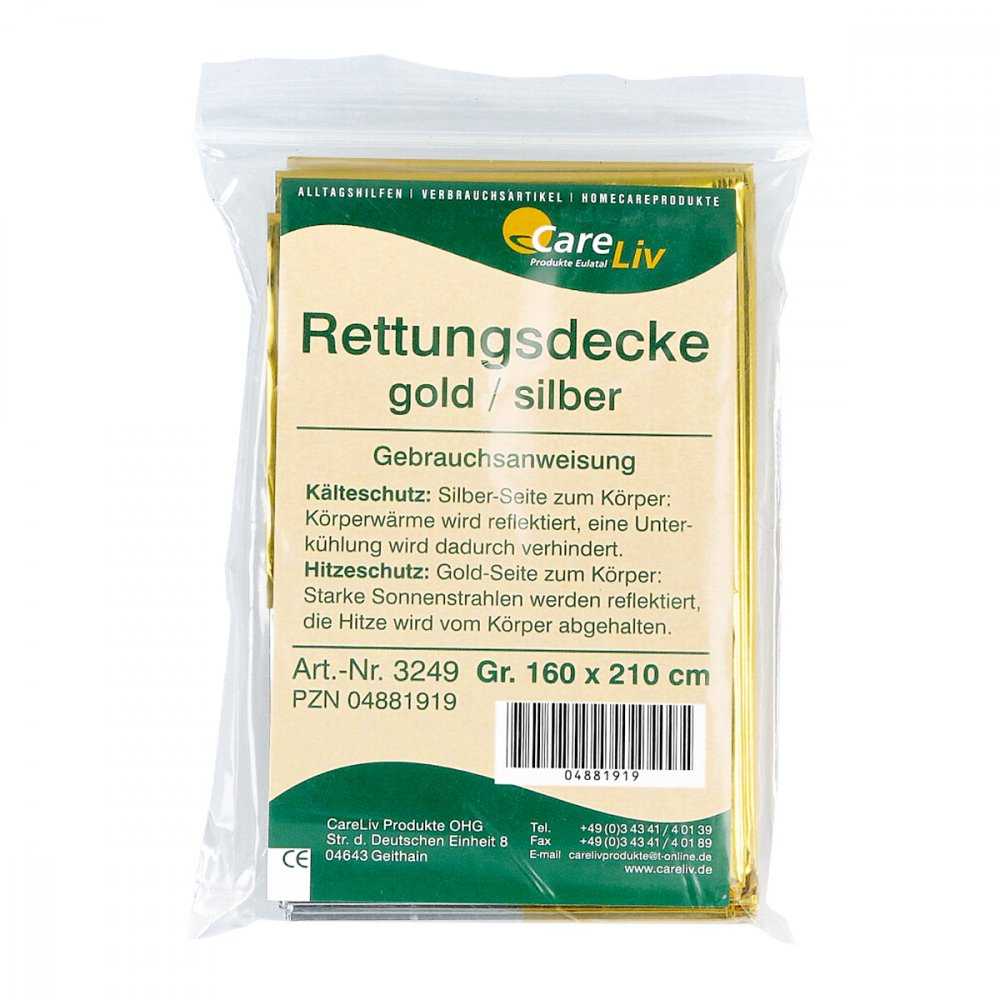 Careliv Produkte OHG Rettungsdecke gold/silber 160x210 cm 04881919