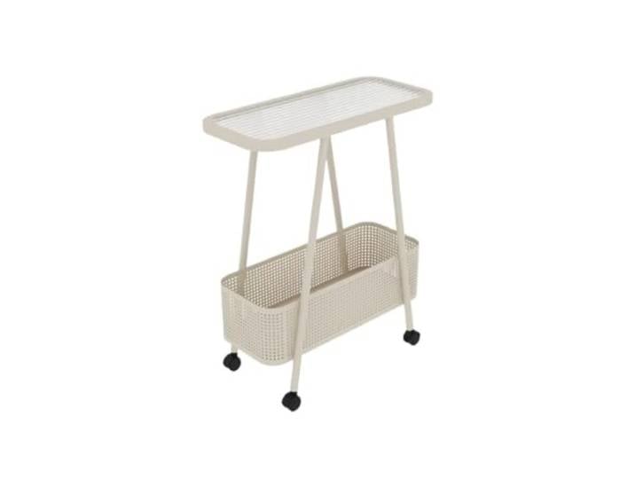Zimmer Beweglicher Nachttisch aus Schmiedeeisen for den Heimgebrauch Schlafzimmer-Nachttisch-Aufbewahrungsregal, kleiner Beistelltisch(Schwarz,Mittel)