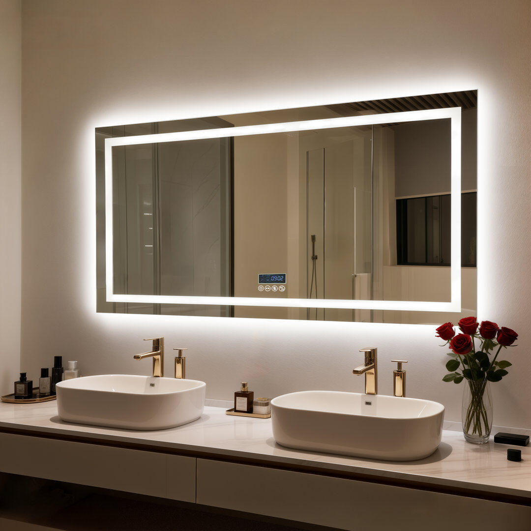 Metro Rectangle Bluetooth Led Mirror Silver 70 cm H x 120 cm W