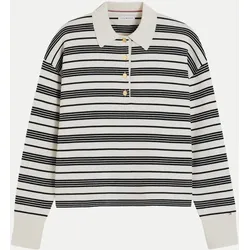 Gestreiftes Poloshirt Weiß M