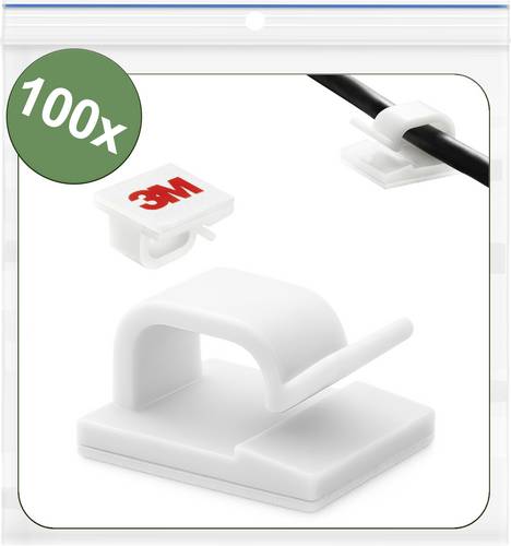 Quadrios 25CA751 Kabelclip selbstklebend 25CA751 Bündel-Ø-Bereich 1 bis 7mm Weiß 100St.