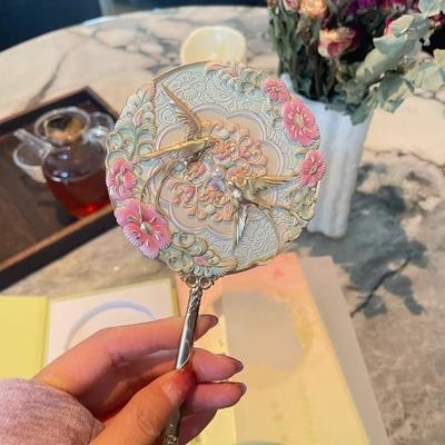 Fusion Finds Vintage Pocket Makeup Mirror Chinese Peony Floral Compact Cosmetic Mirror For Travel & Gifts b