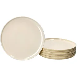 6er Set Jasper Vanille Speiseteller aus Steingut - 403589