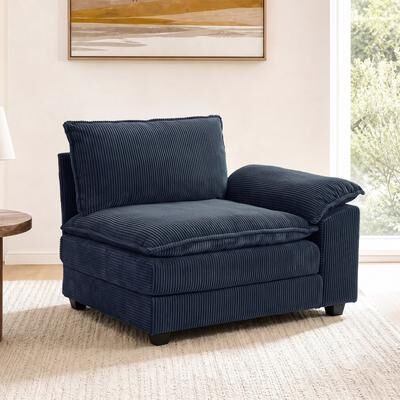 Uixe Modern Corduroy Upholstered Corner Armless Modular Sectional Sofa